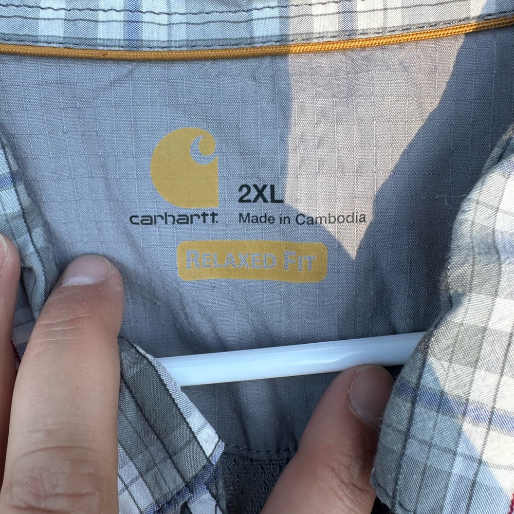 Carhartt Blue and Gray Plaid Shirt 2XL